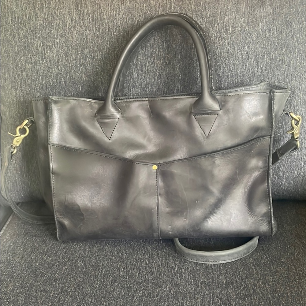 Raven + Lily Karem bag oiled leather satchel tote black charcoal - Picture 2 of 11